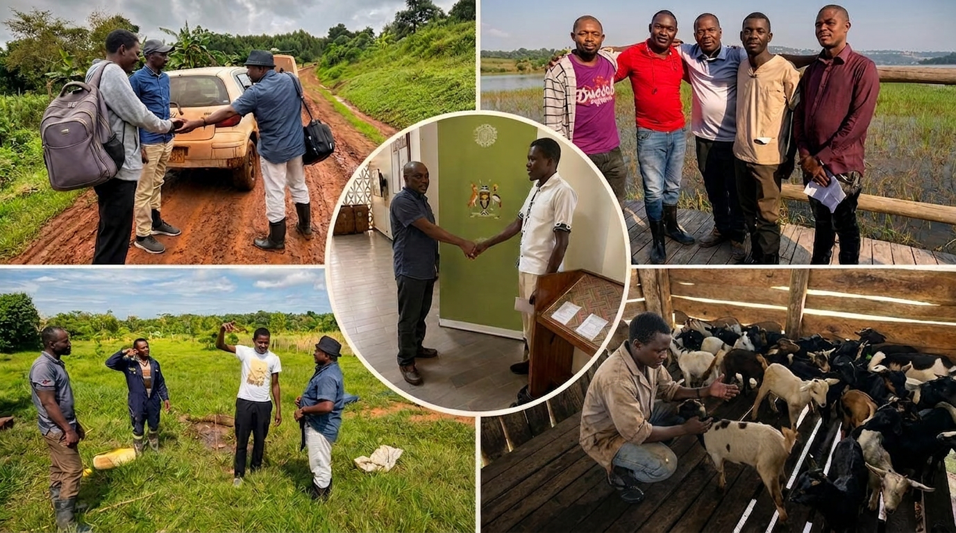 Mukisa Global team on Bussi Island — partnerships, farming, and community work